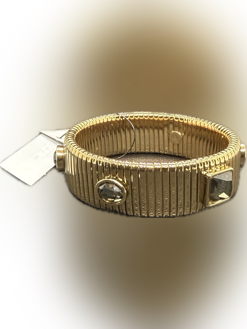 💛CHICO’S💛Gold-Tone Stretch Watchband Bracelet w/Smoky Quartz Faceted Accents/NWT - Picture 6 of 9